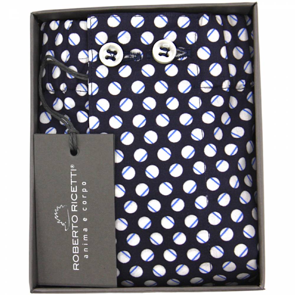 Roberto Ricetti BOXER UOMO CLASSIC - STAMPA BIANCA BLU In Linea