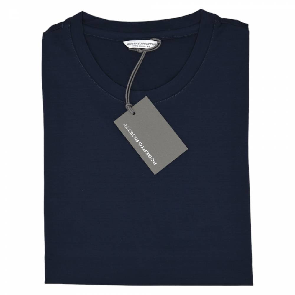 Roberto Ricetti T-SHIRT GIROCOLLO MANICA CORTA - FILO DI SCOZIA BLU NAVY Convenienza