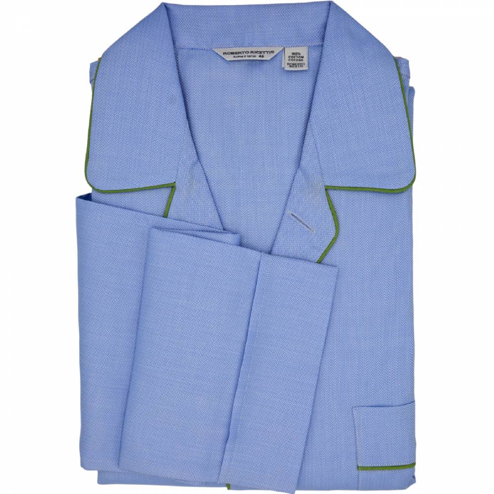 Roberto Ricetti PIGIAMA VENEZIA - CHEVRON AZZURRO - PROFILO VERDE