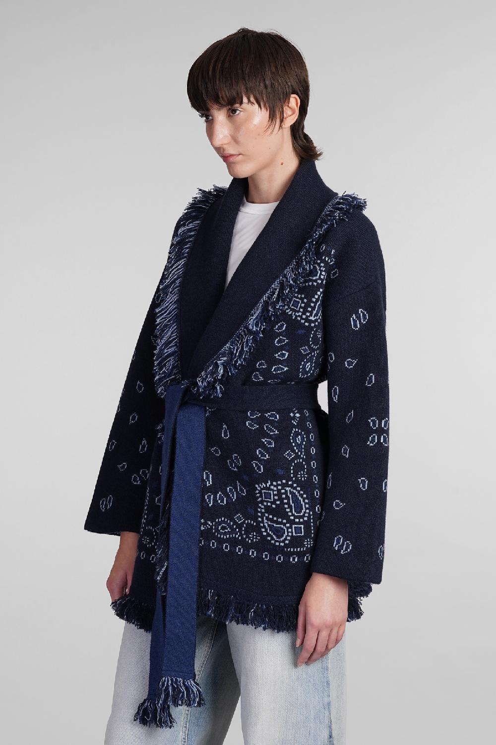Deliberti Alanui Cardigan in cashmere blu cod. 408020 - Deliberti The Luxury Shopping Outlet