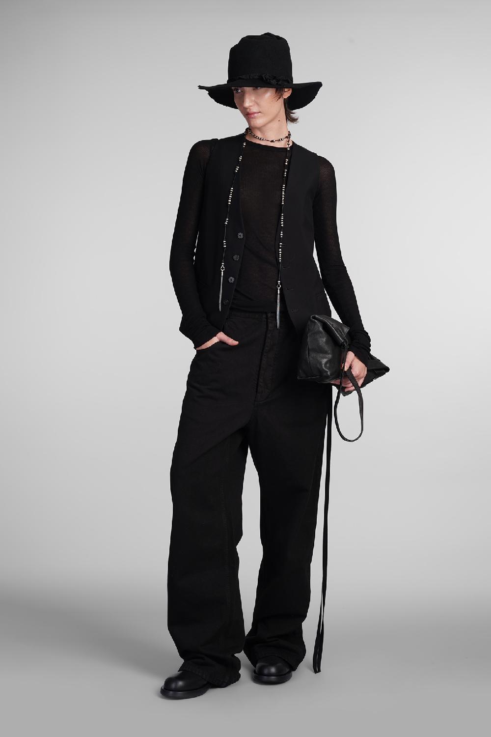 Deliberti Ann Demeulemeester Gilet in cotone nero cod. 399654 - Deliberti The Luxury Shopping Consegna Veloce