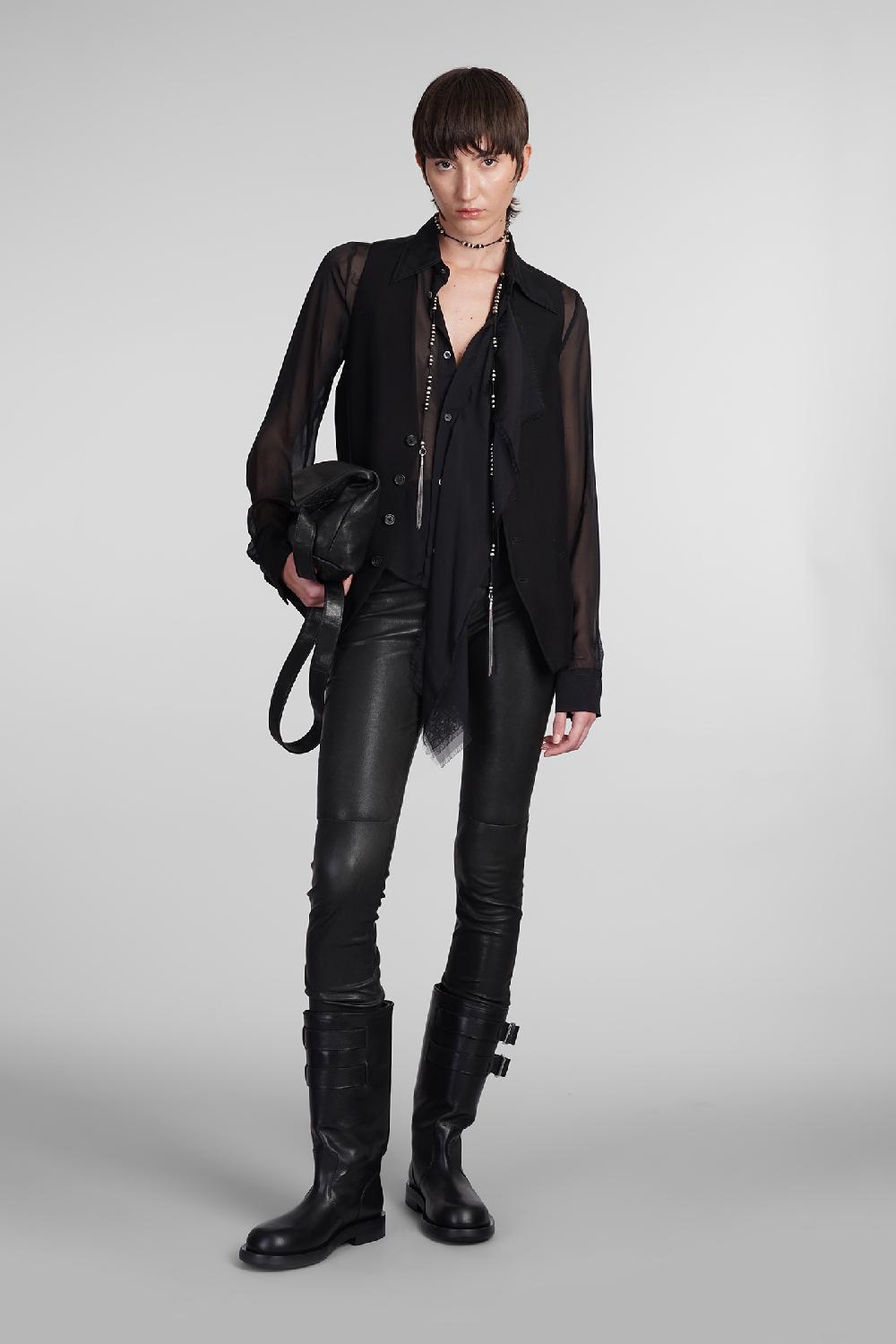 Deliberti Ann Demeulemeester Camicia thyrvi in seta nera cod. 406852 - Deliberti The Luxury Shopping Fino Al -60%