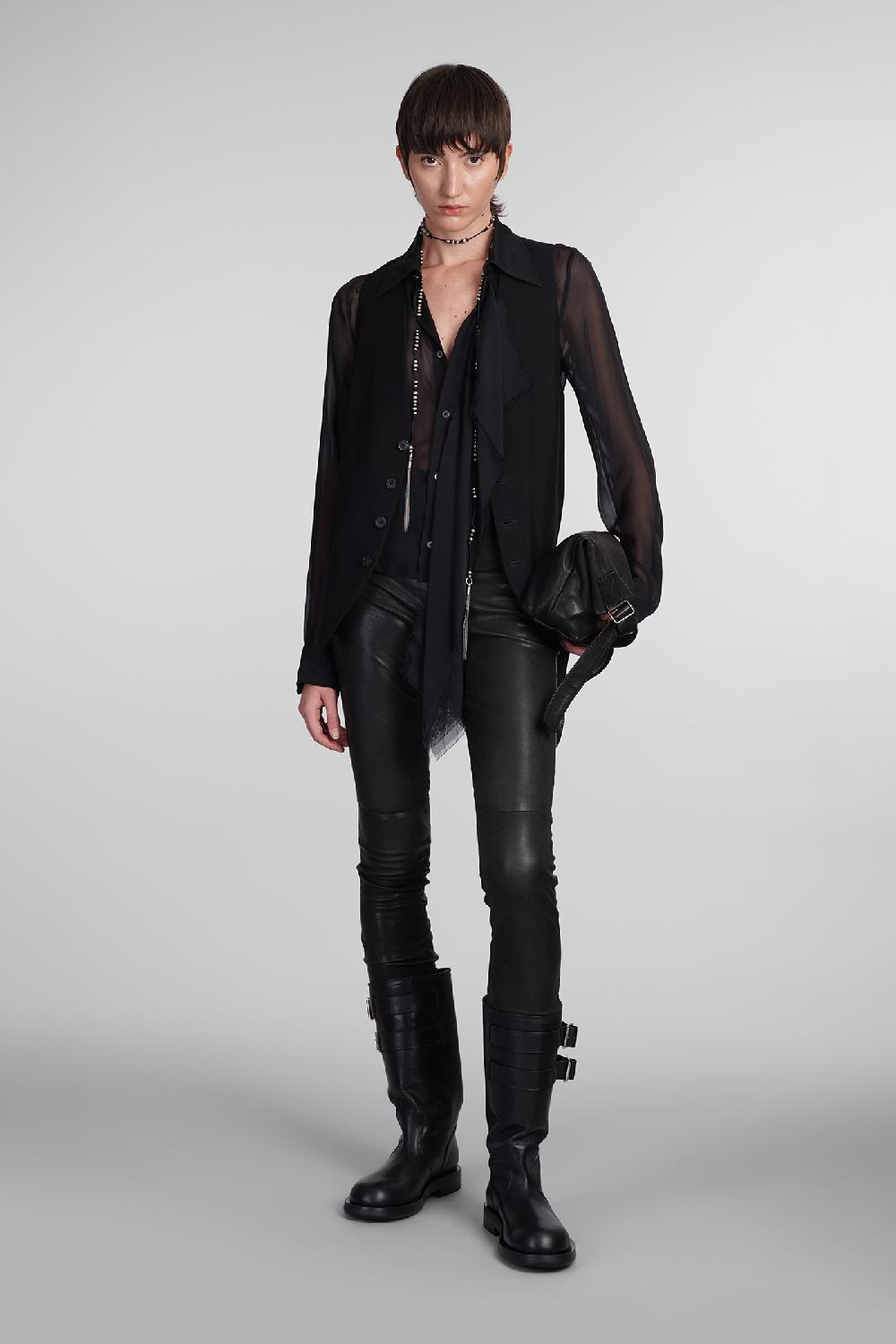 Deliberti Ann Demeulemeester Leggings florence in pelle nera cod. 406853 - Deliberti The Luxury Shopping Shopping Online