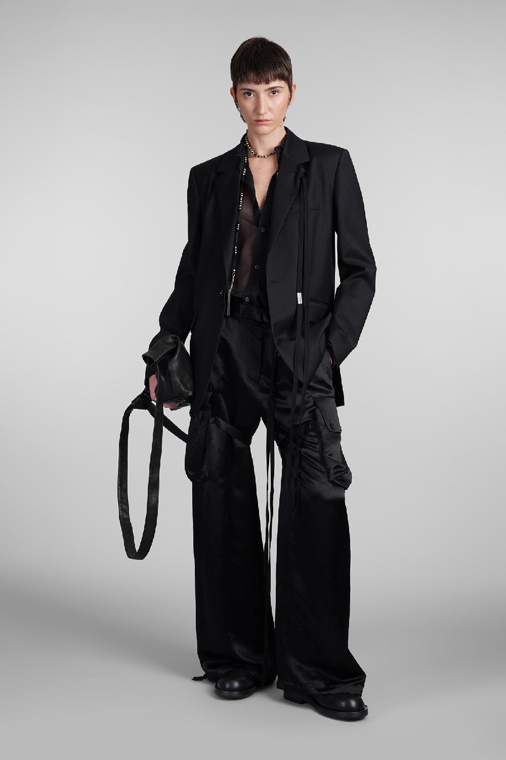 Deliberti Ann Demeulemeester Pantalone lare in acetato nero cod. 409443 - Deliberti The Luxury Shopping Presa