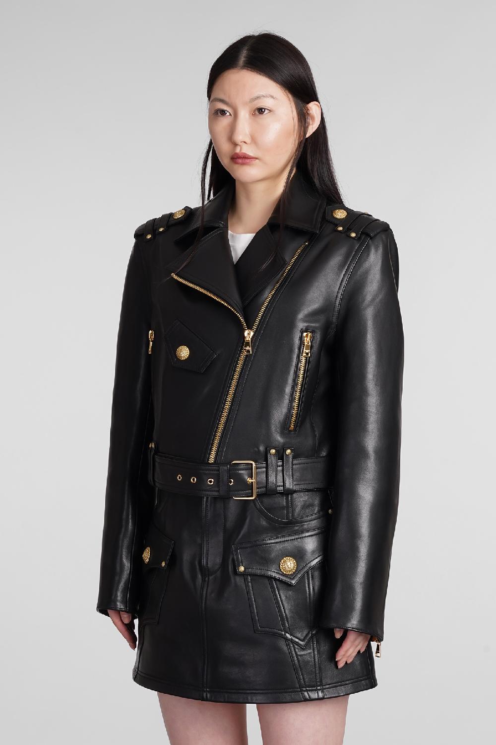 Deliberti Balmain Giacca biker in pelle nera cod. 392257 - Deliberti The Luxury Shopping Saldi