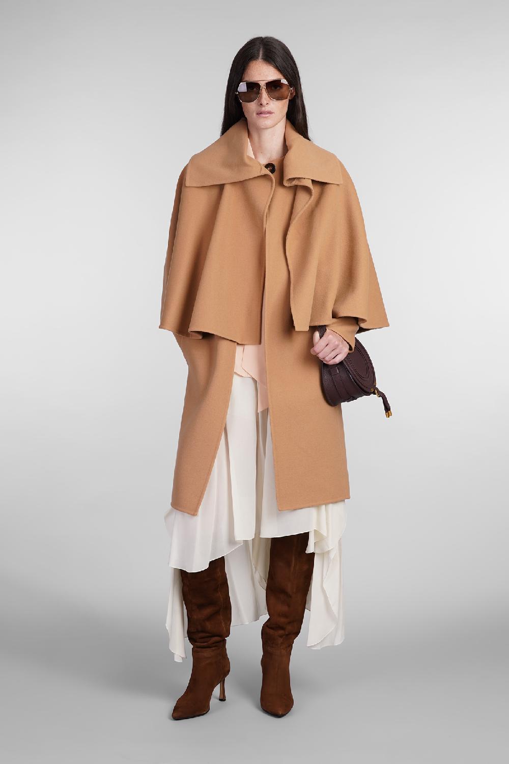 Deliberti Chloé Cappotto in lana e cashmere cammello cod. 404207 - Deliberti The Luxury Shopping Outlet