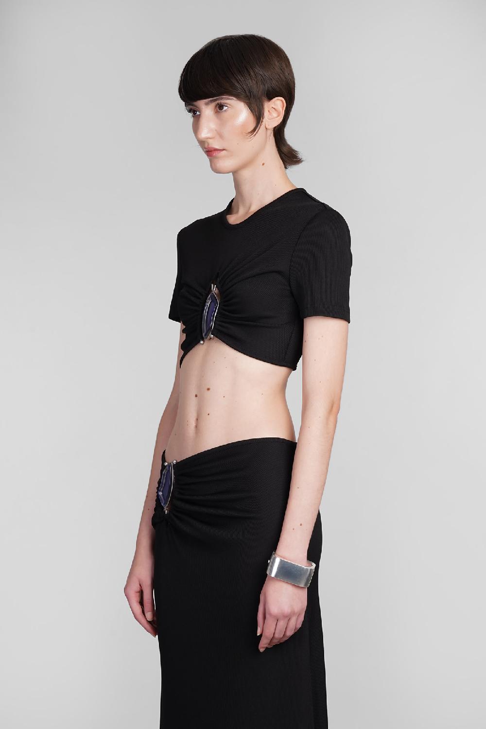 Deliberti Christopher Esber T-shirt in poliestere nero cod. 402370 - Deliberti The Luxury Shopping Vendita Calda