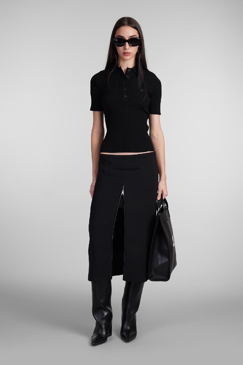 Deliberti Courreges Polo in viscosa nera cod. 408561 - Deliberti The Luxury Shopping Vendita Calda