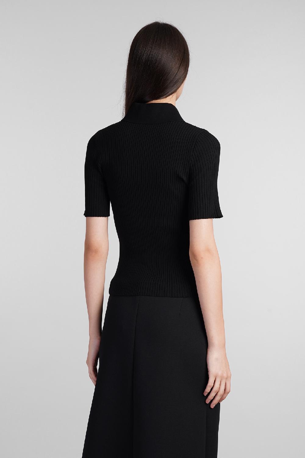 Deliberti Courreges Polo in viscosa nera cod. 408561 - Deliberti The Luxury Shopping Vendita Calda