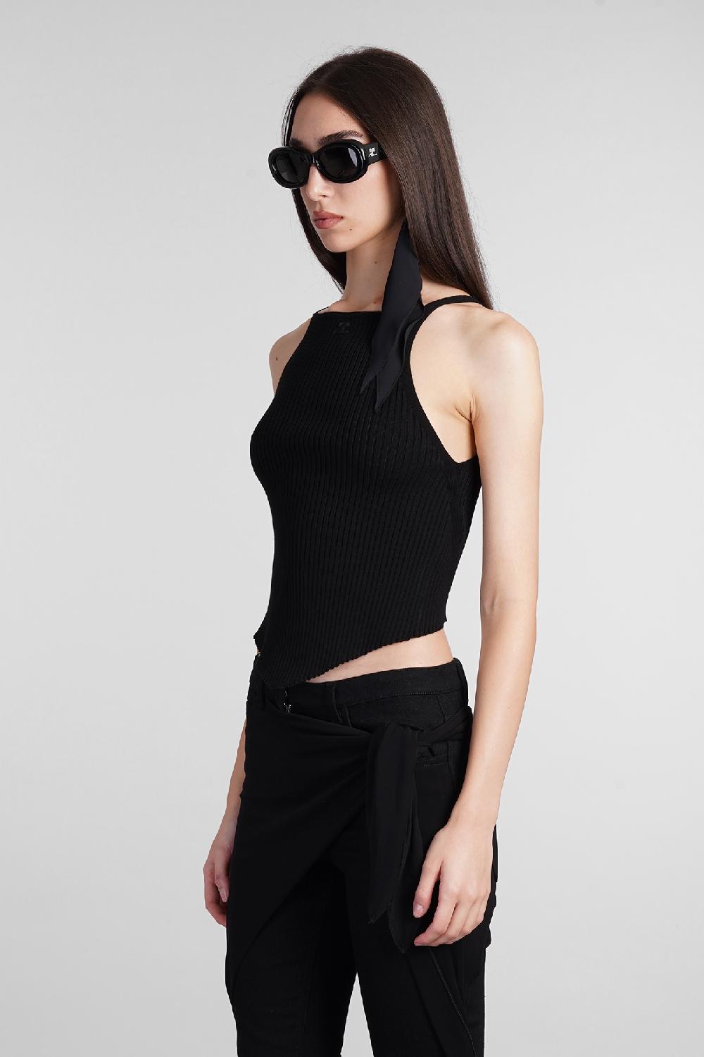 Deliberti Courreges Topwear in viscosa nera cod. 408562 - Deliberti The Luxury Shopping Vendita Economica