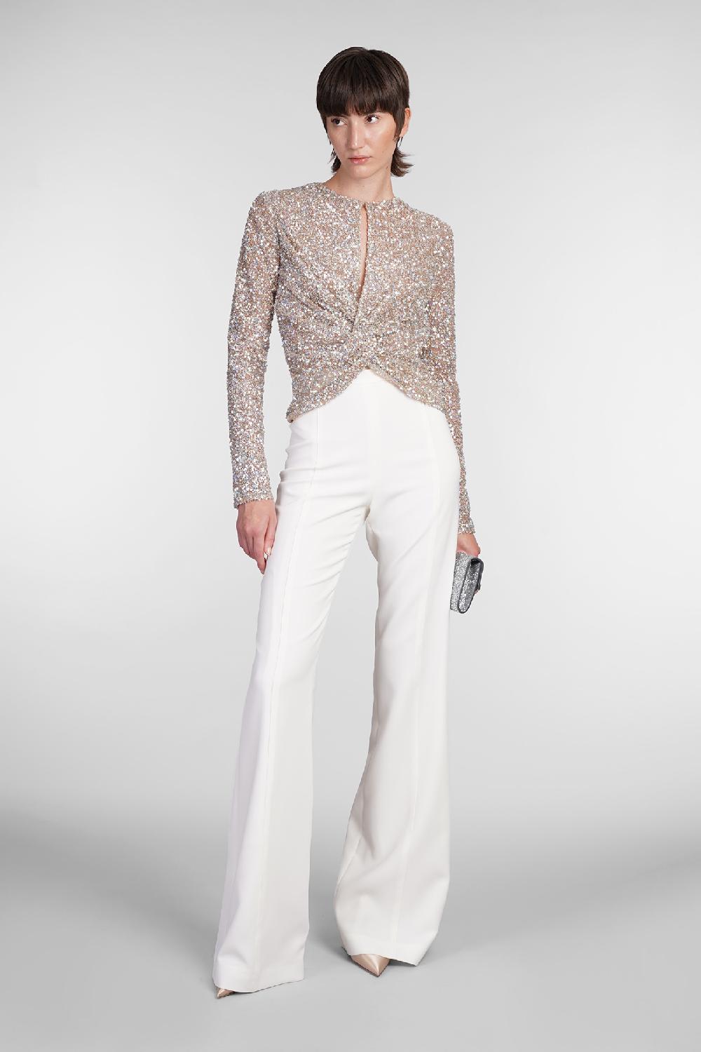 Deliberti Costarellos Pantalone rimi in poliestere beige cod. 406737 - Deliberti The Luxury Shopping In Saldo