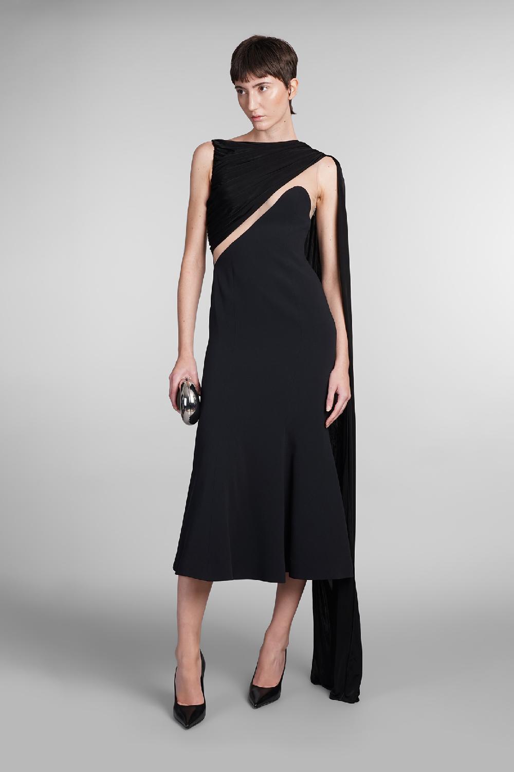 Deliberti David Koma Abito in viscosa nera cod. 410021 - Deliberti The Luxury Shopping Trasporto libero internazionale