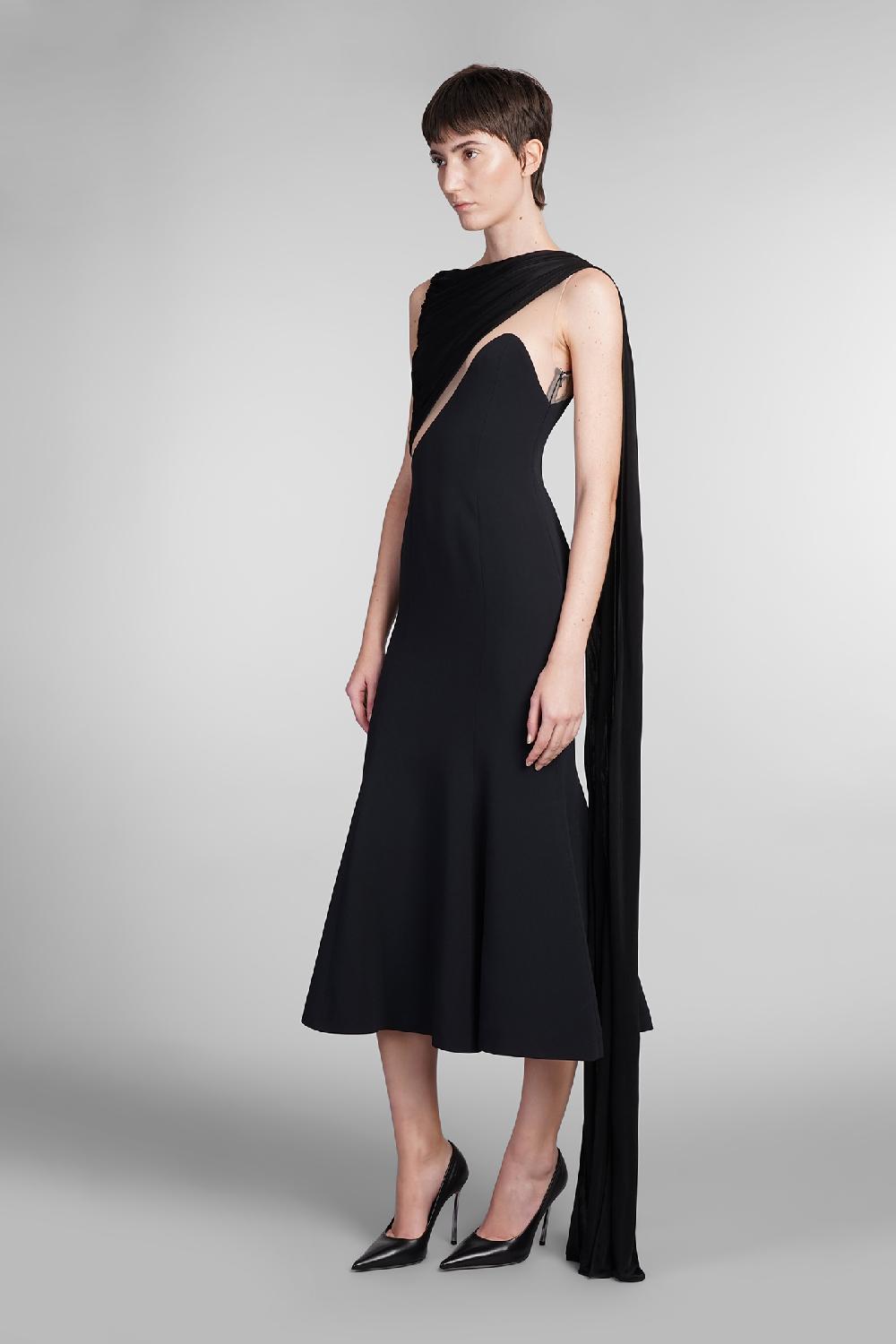 Deliberti David Koma Abito in viscosa nera cod. 410021 - Deliberti The Luxury Shopping Trasporto libero internazionale