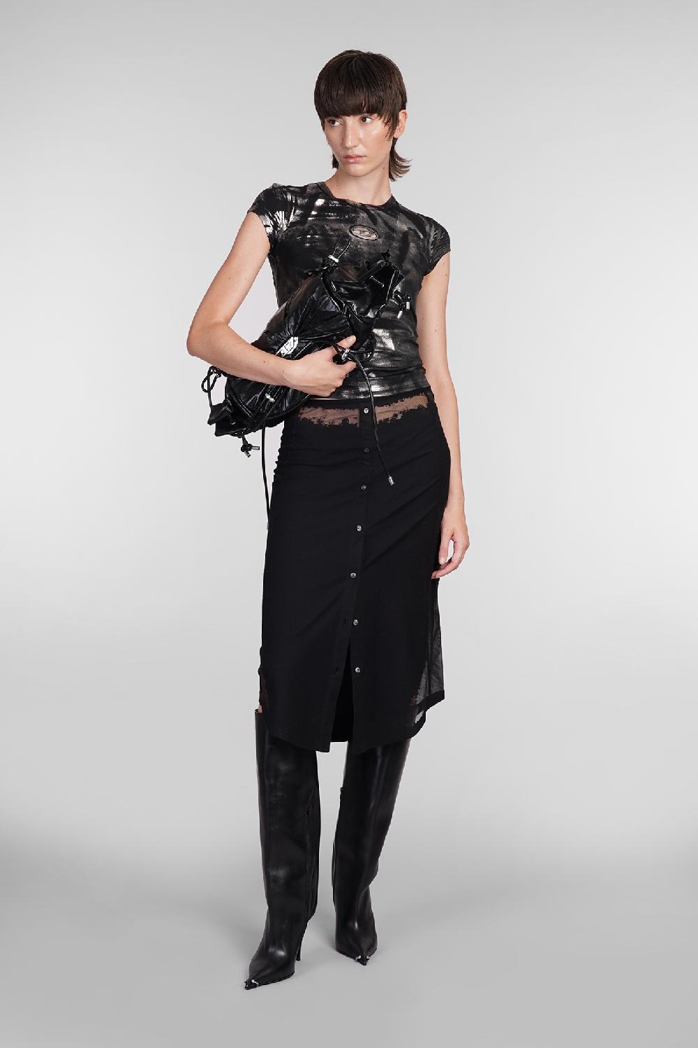 Deliberti Diesel Gonna o malva in cotone nero cod. 406545 - Deliberti The Luxury Shopping Italy