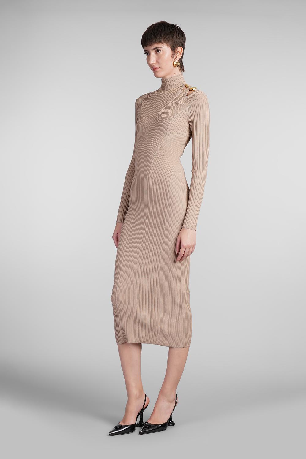 Deliberti Cult Gaia Abito alyssa in viscosa taupe cod. 409542 - Deliberti The Luxury Shopping Negozio