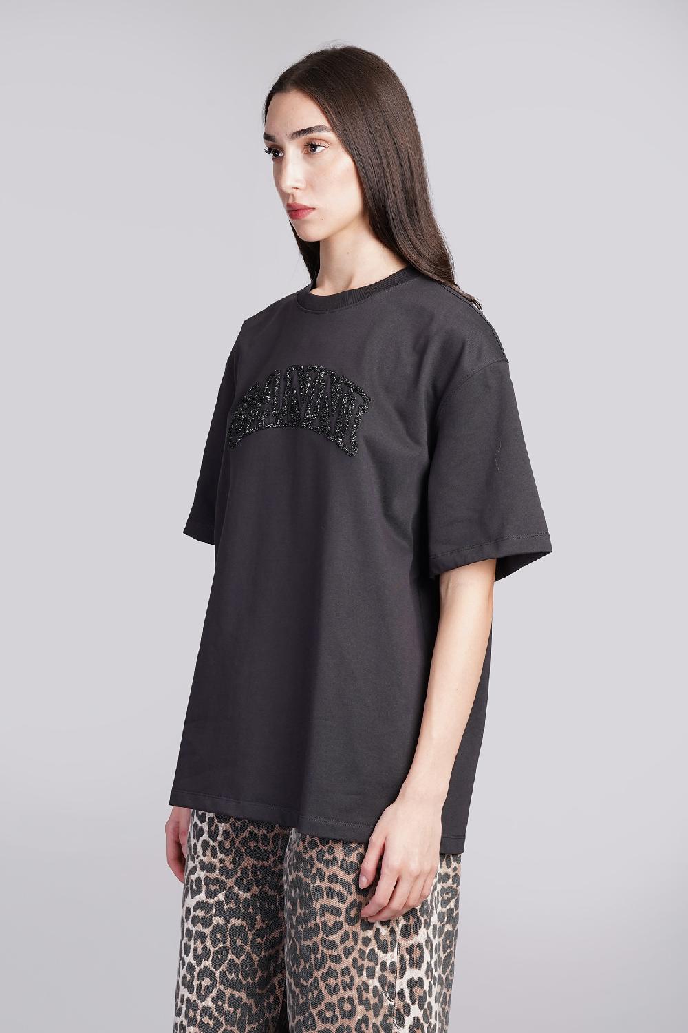 Deliberti Ganni T-shirt in cotone nero cod. 409921 - Deliberti The Luxury Shopping Super Saving Price