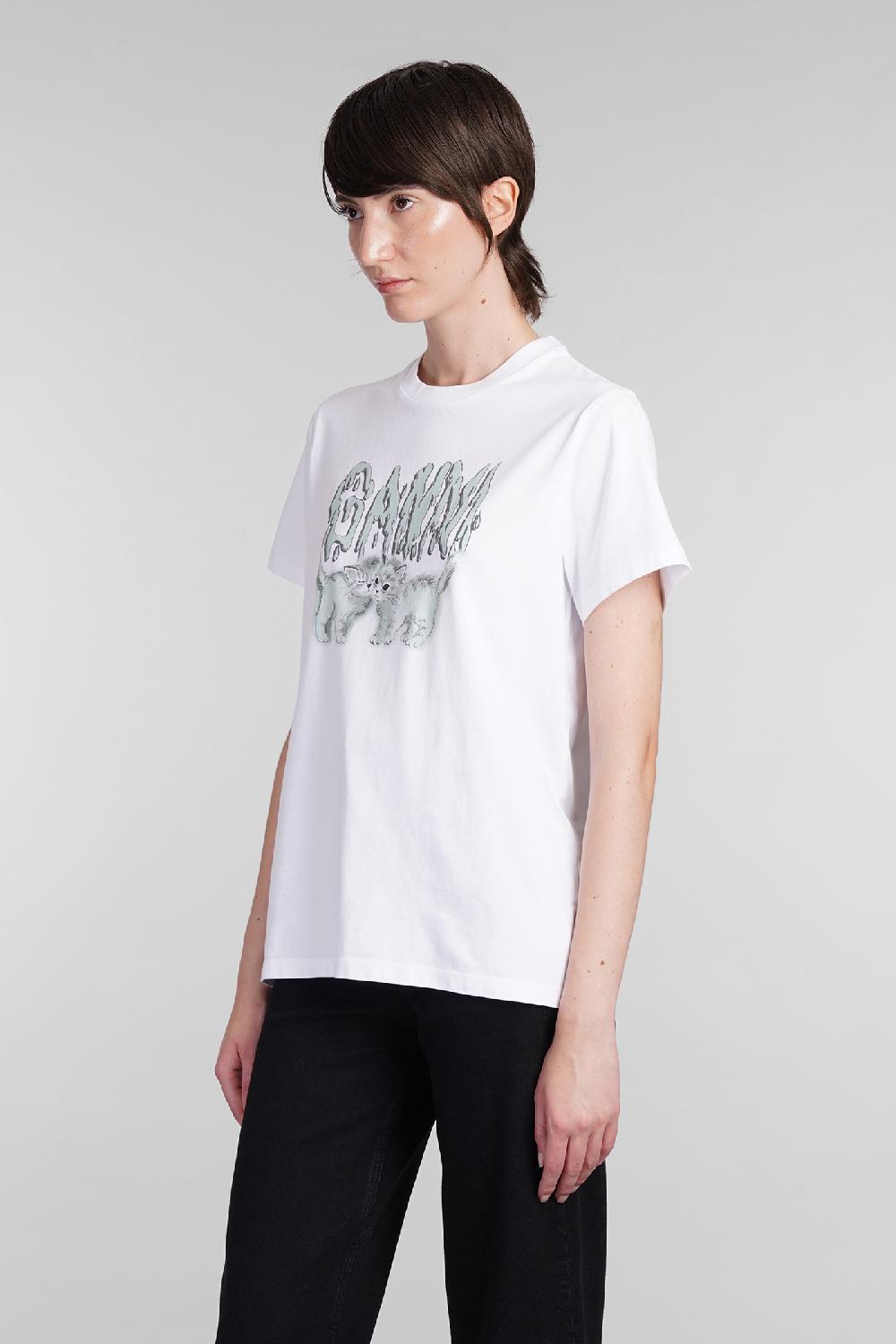 Deliberti Ganni T-shirt in cotone bianco cod. 403451 - Deliberti The Luxury Shopping Fino al 60% di sconto