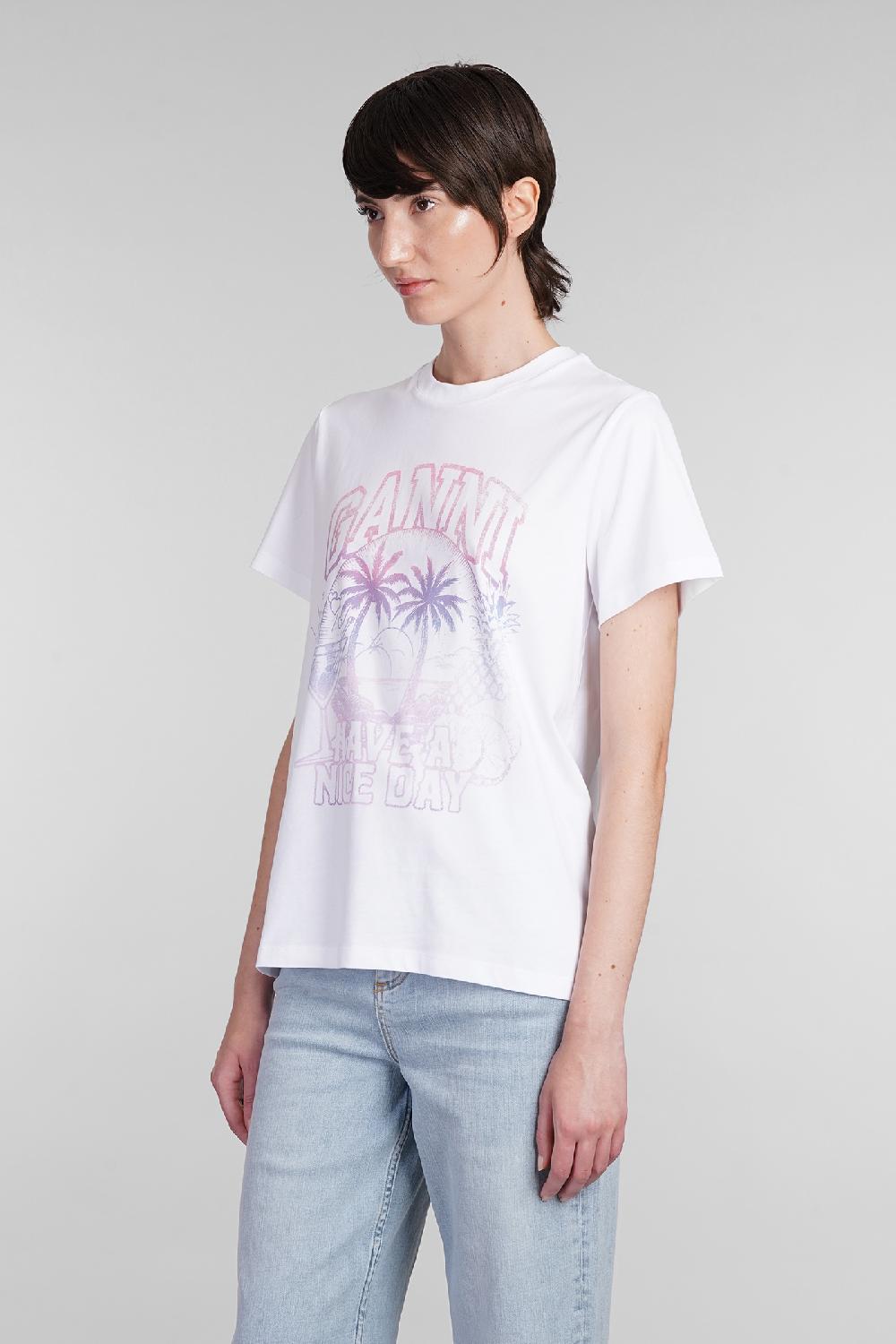Deliberti Ganni T-shirt in cotone bianco cod. 403452 - Deliberti The Luxury Shopping Only for today