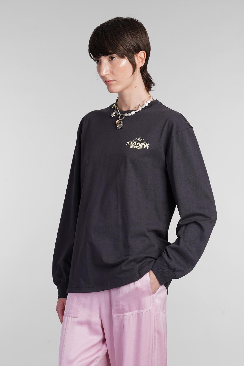 Deliberti Ganni T-shirt in cotone nero cod. 403455 - Deliberti The Luxury Shopping Enormi sconti