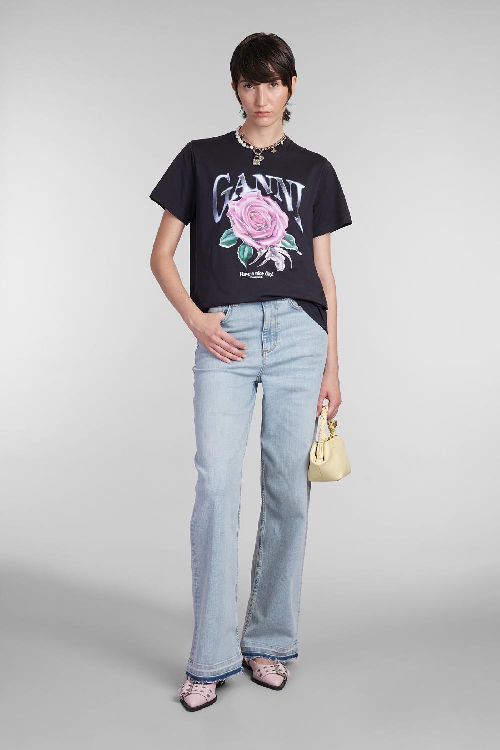 Deliberti Ganni T-shirt in cotone nero cod. 403421 - Deliberti The Luxury Shopping Sconti questo mese