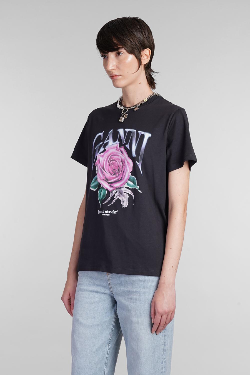 Deliberti Ganni T-shirt in cotone nero cod. 403421 - Deliberti The Luxury Shopping Sconti questo mese