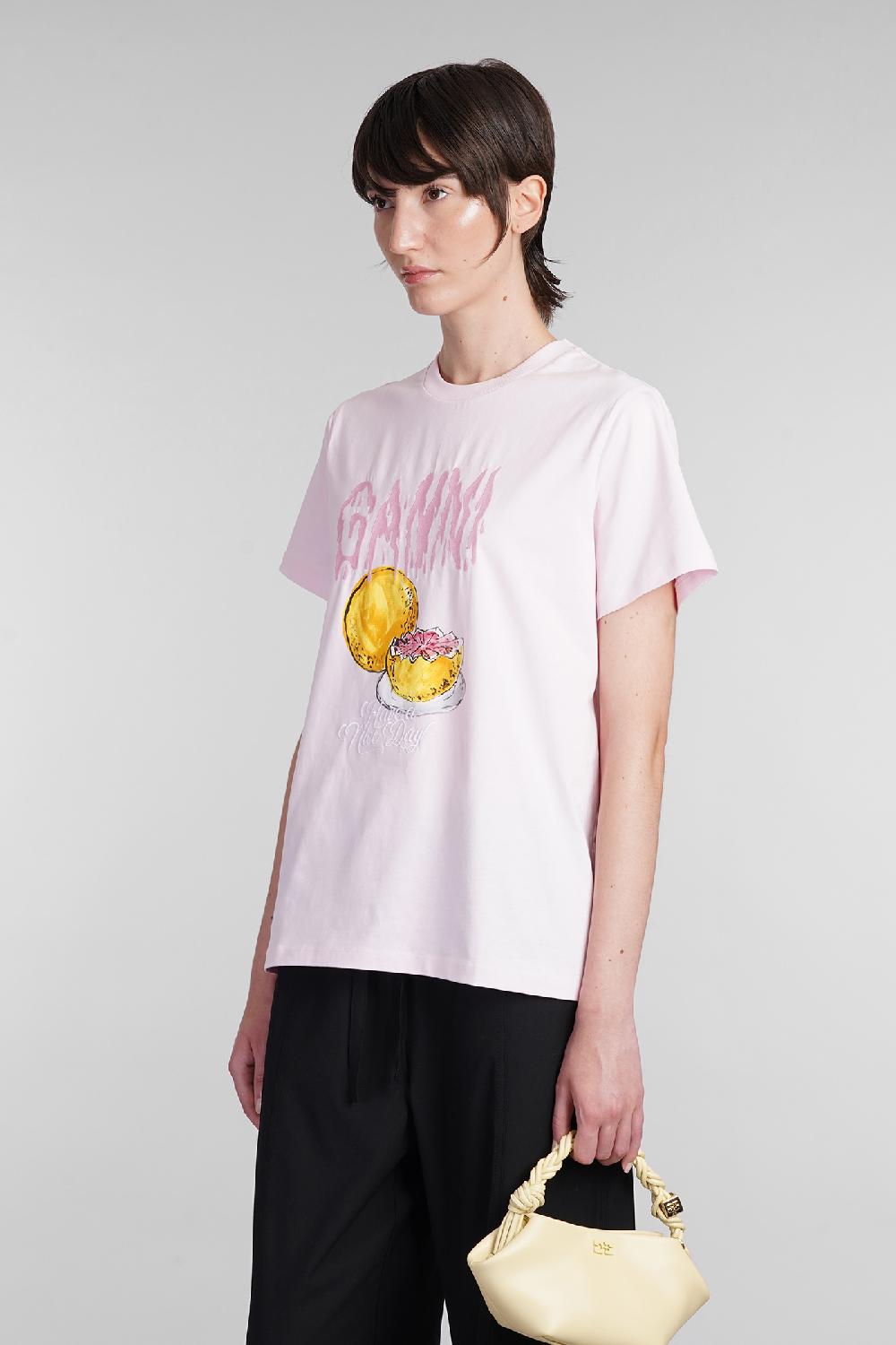 Deliberti Ganni T-shirt in cotone rosa cod. 403423 - Deliberti The Luxury Shopping Italy