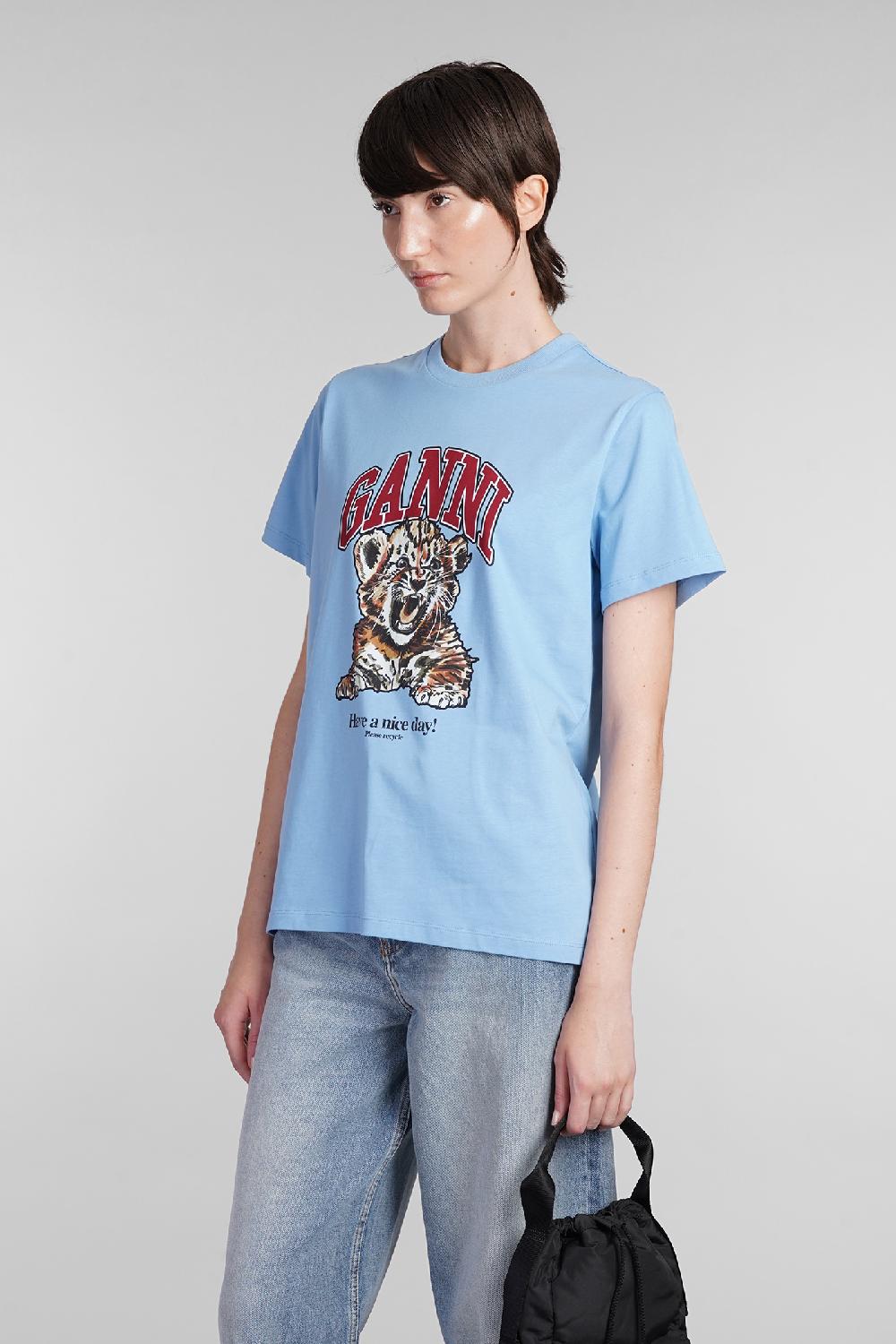 Deliberti Ganni T-shirt in cotone celeste cod. 403424 - Deliberti The Luxury Shopping In Linea