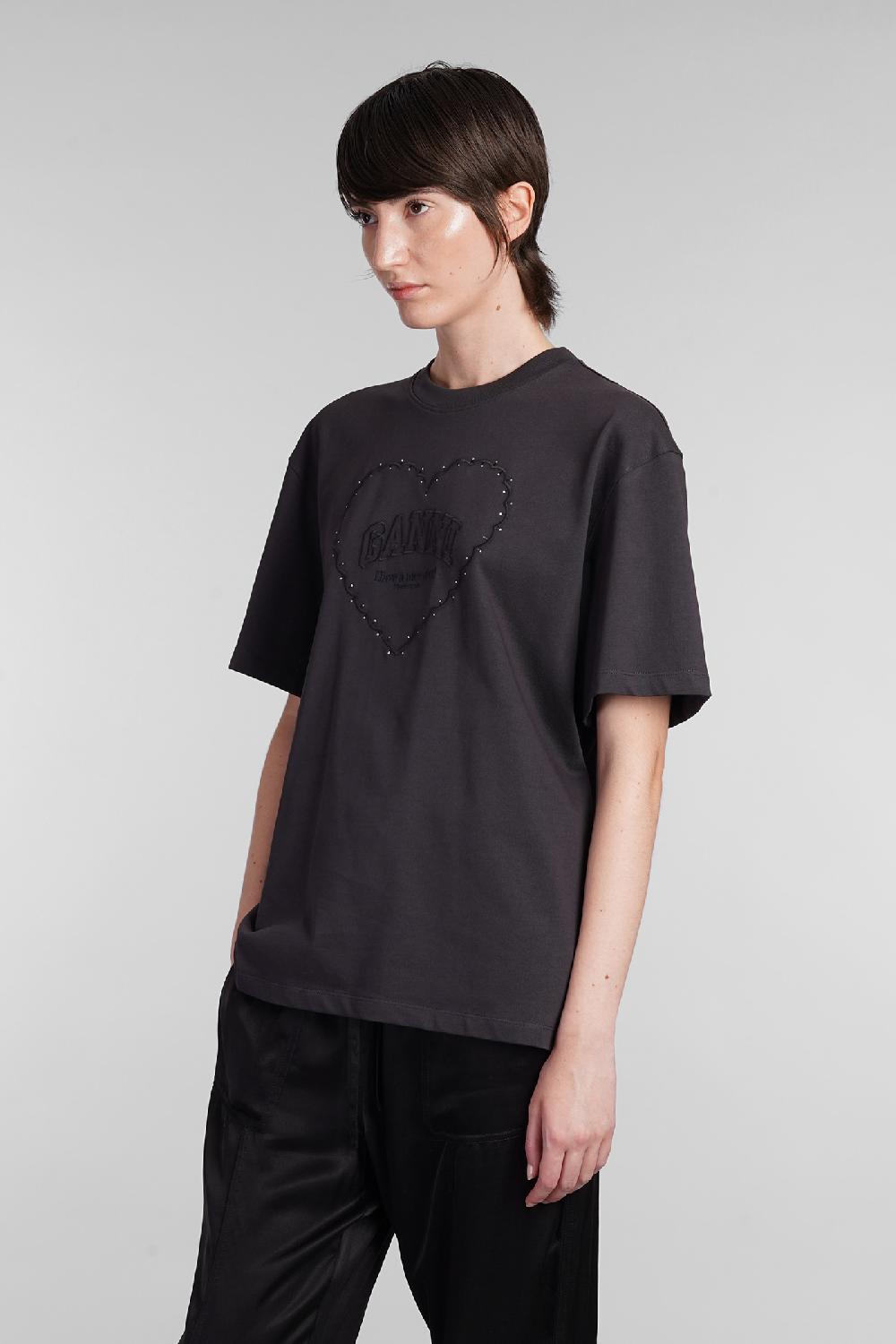 Deliberti Ganni T-shirt in cotone nero cod. 403425 - Deliberti The Luxury Shopping Vendita