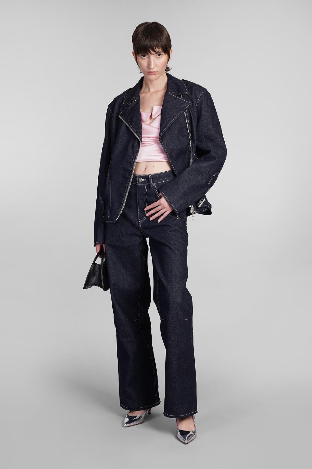 Deliberti Fiorucci Giacca biker in cotone blu cod. 401885 - Deliberti The Luxury Shopping Soddisfazione Garantita