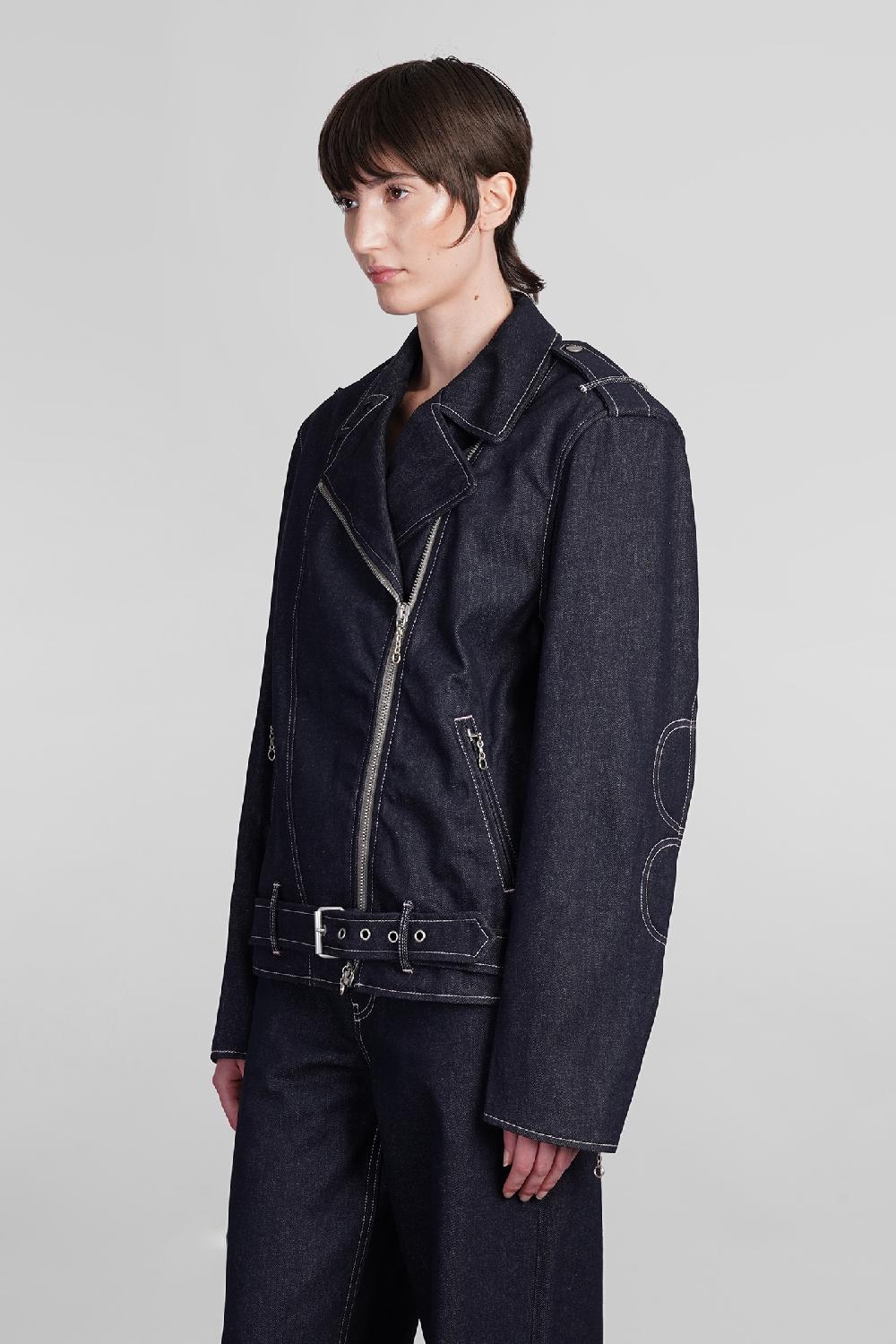Deliberti Fiorucci Giacca biker in cotone blu cod. 401885 - Deliberti The Luxury Shopping Soddisfazione Garantita