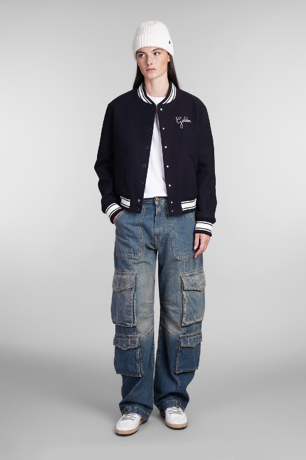 Deliberti Golden Goose Deluxe Brand Bomber in lana blu cod. 404886 - Deliberti The Luxury Shopping In Linea