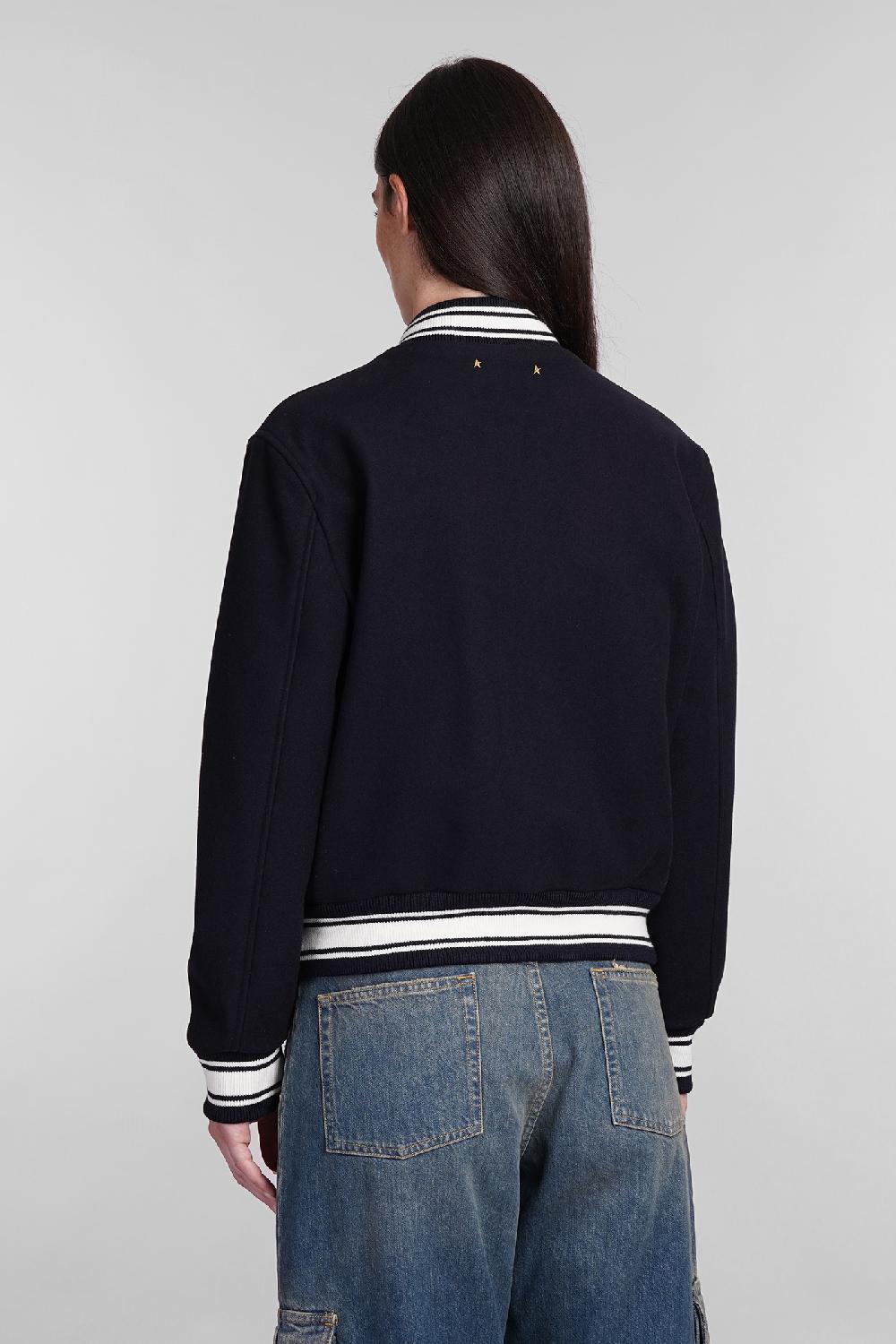 Deliberti Golden Goose Deluxe Brand Bomber in lana blu cod. 404886 - Deliberti The Luxury Shopping In Linea