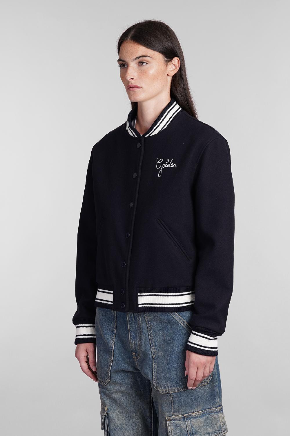 Deliberti Golden Goose Deluxe Brand Bomber in lana blu cod. 404886 - Deliberti The Luxury Shopping In Linea