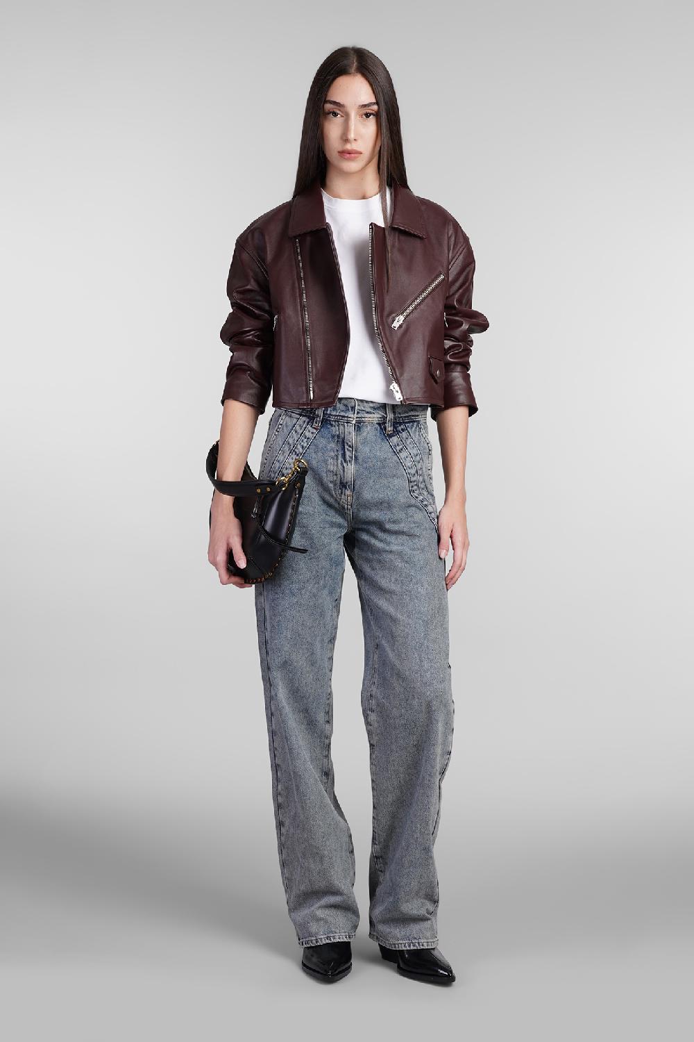 Deliberti Iro Giacca biker castilli in pelle bordeaux cod. 407094 - Deliberti The Luxury Shopping Black Friday