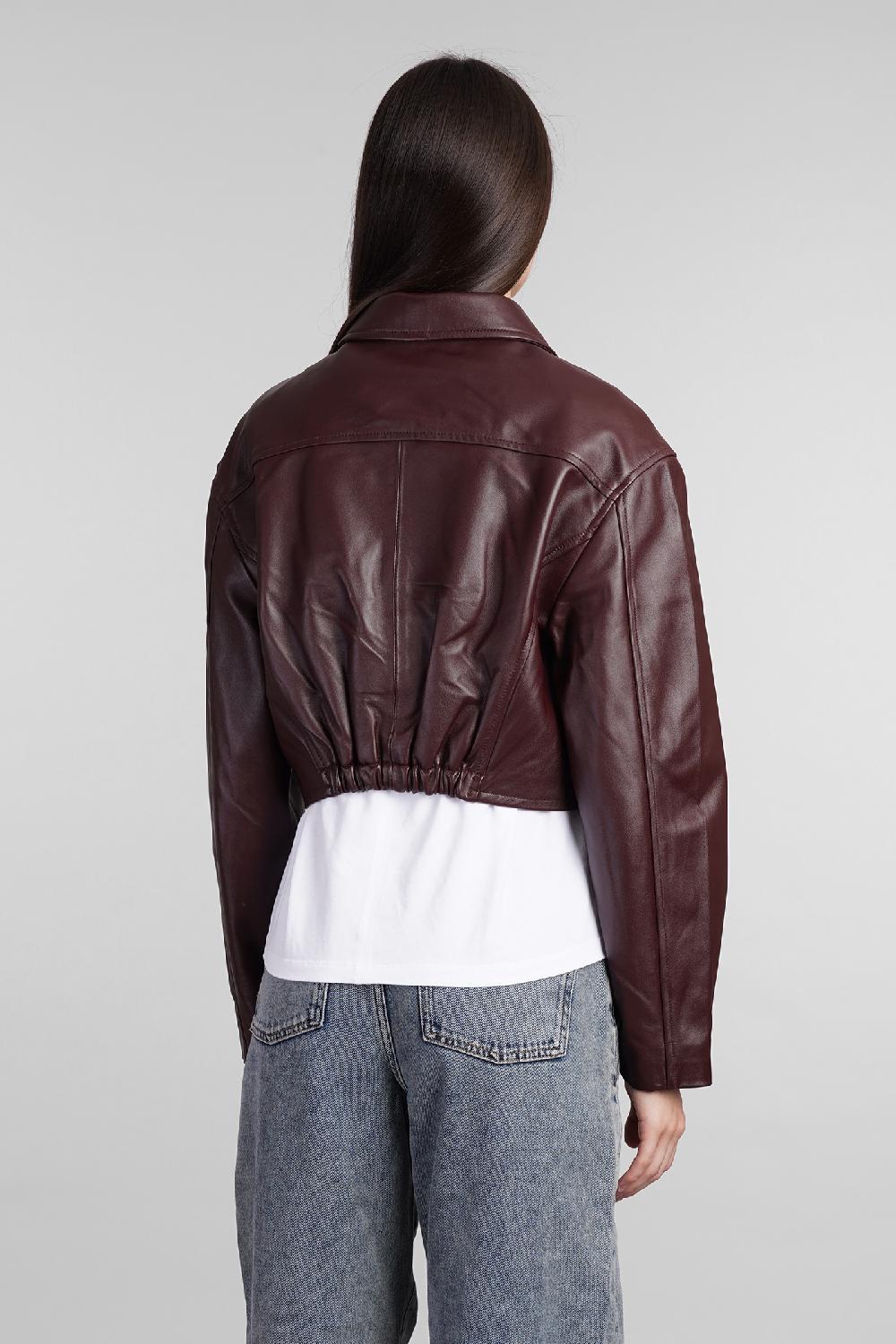 Deliberti Iro Giacca biker castilli in pelle bordeaux cod. 407094 - Deliberti The Luxury Shopping Black Friday