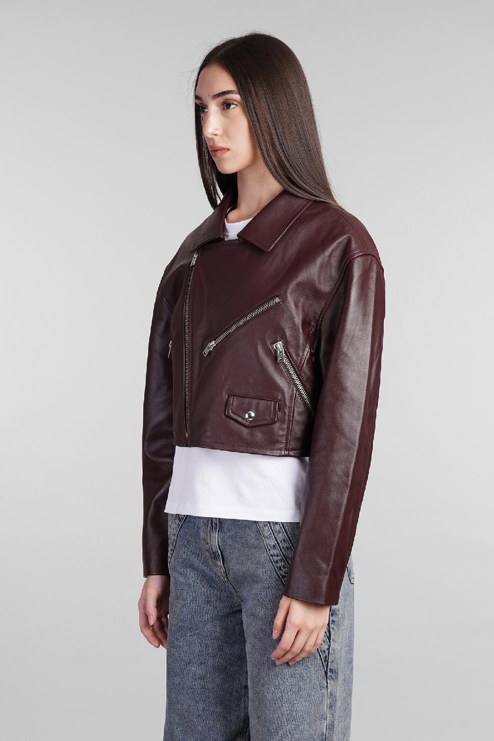 Deliberti Iro Giacca biker castilli in pelle bordeaux cod. 407094 - Deliberti The Luxury Shopping Black Friday