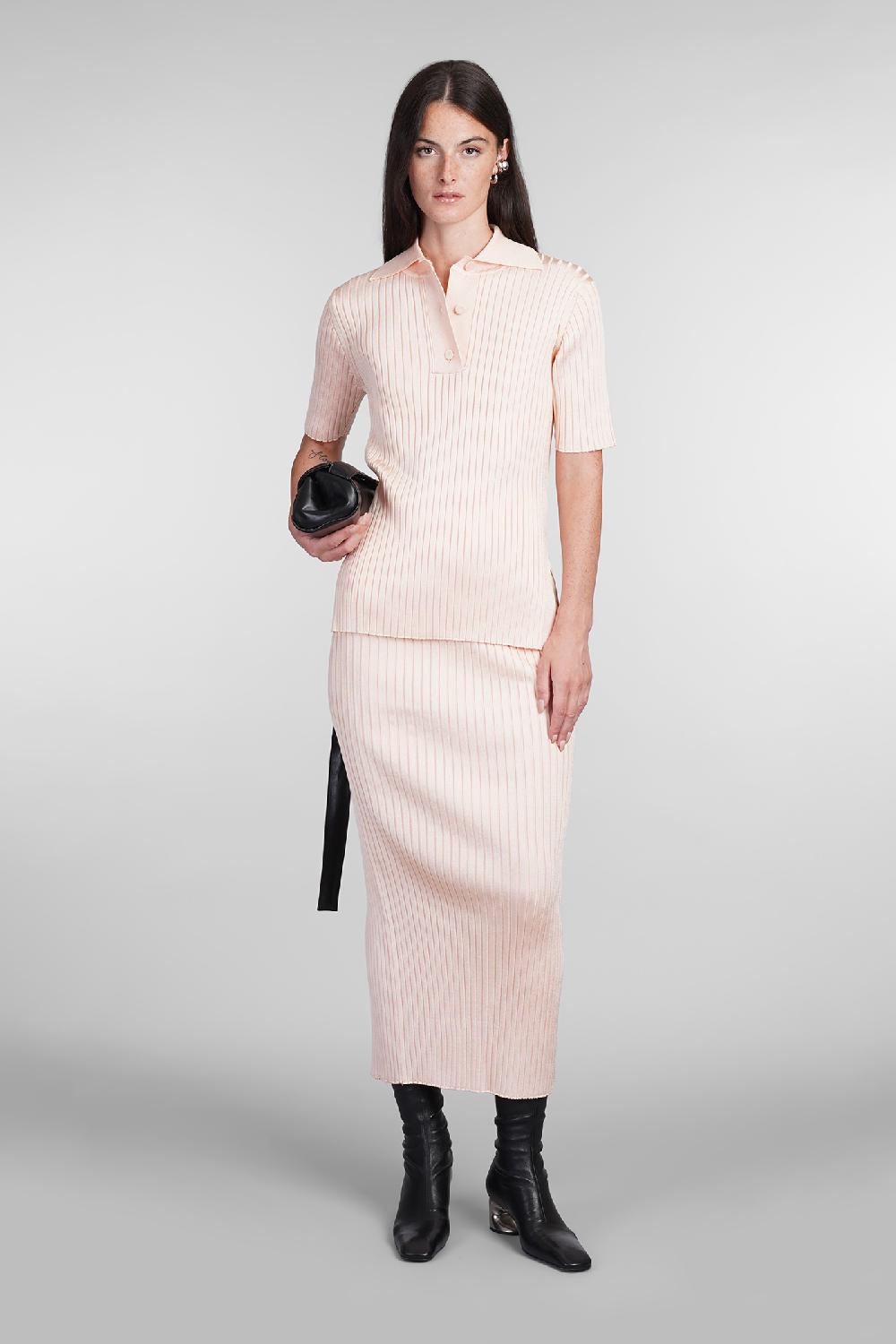 Deliberti Jil Sander Polo in viscosa rosa cod. 404781 - Deliberti The Luxury Shopping Grande vendita