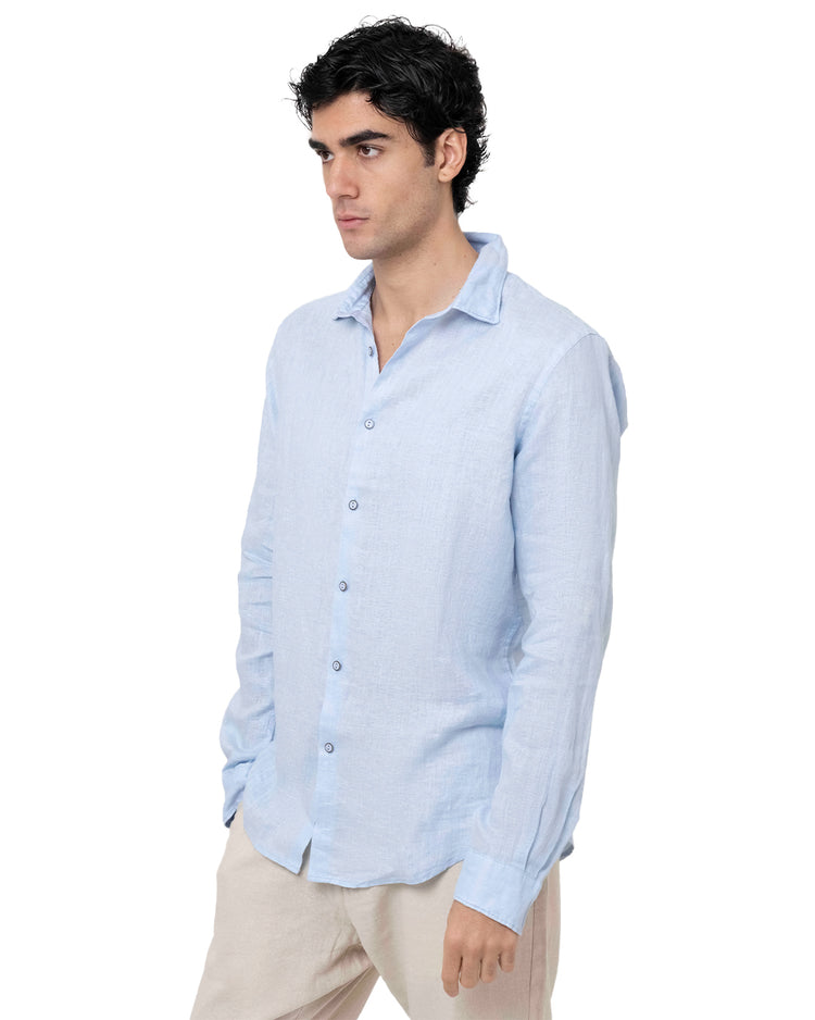 Why not brand Camicia in Lino con Collo alla Francese Sconto