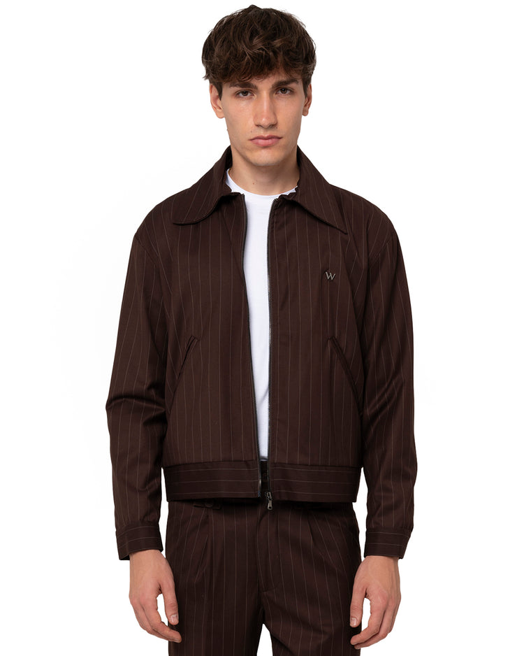 Why not brand Giacca gessatta con colletto e zip Consegna Veloce